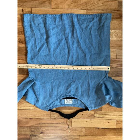 Meetra Linen Long Sleeve Top Womens Medium Blue Breathable Coastal Natural - Picture 6 of 6